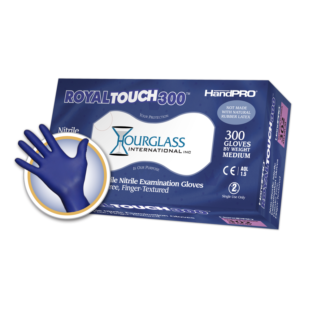 Hourglass, Handpro RoyalTouch300 Nitrile Exam Gloves
