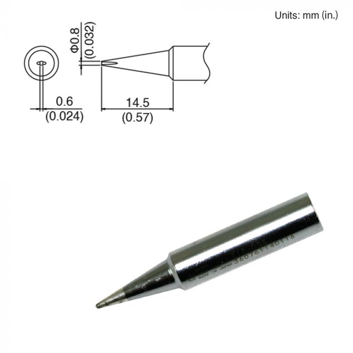 Hakko T18-D08 Chisel Solder Tip, 0.80Mm