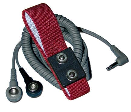 Transforming Technologies WB2585, Wrist Strap Set, Dual Line Coil Cord, 12", 4mm Maroon Fabric Dual Snap Band, Pack of 10